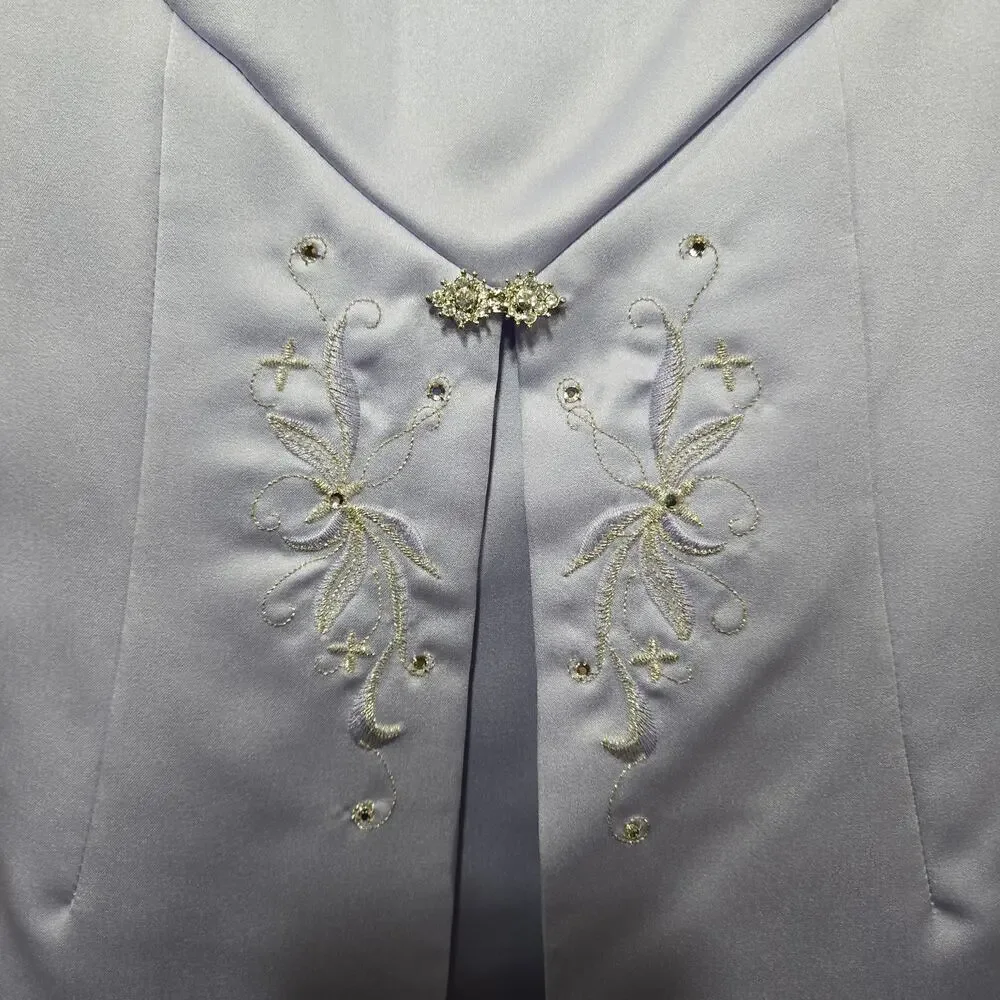 Vintage Y2K David's Bridal Purple Flower Girl Dress Orchid Beaded Gown Size 12 - Picture 10 of 16